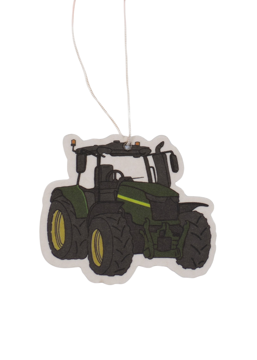 Tractor-shaped air freshener on a white background