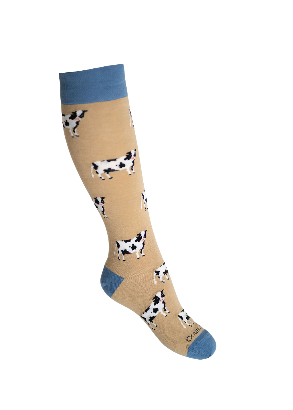 Brown themed dairy cow welly socks