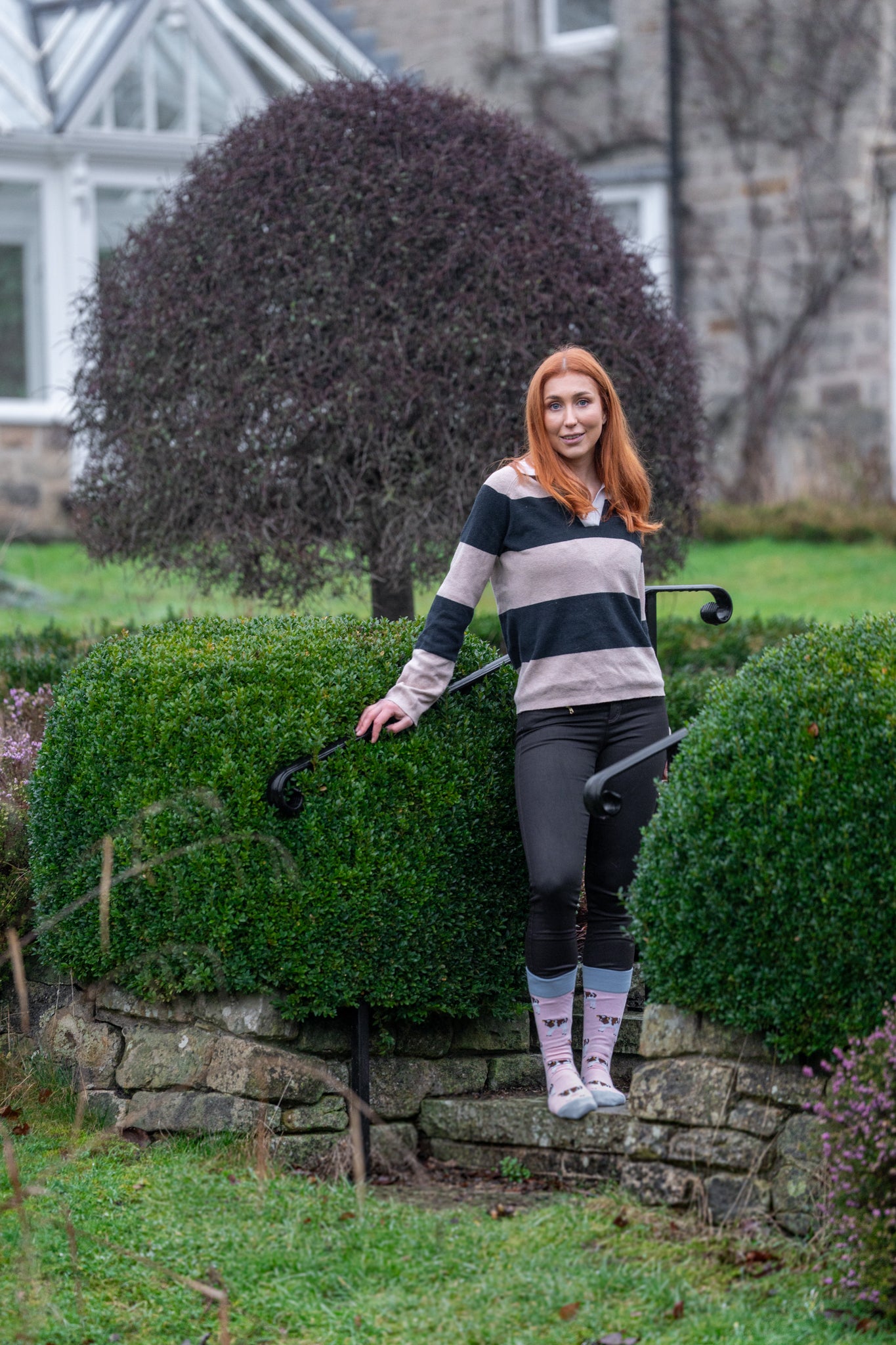 crew style pink cow socks