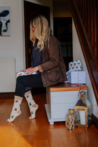Christmas Highland Cow Crew Socks