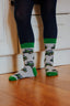 Childrens Green Tractor Crew Socks (9-12Yrs)