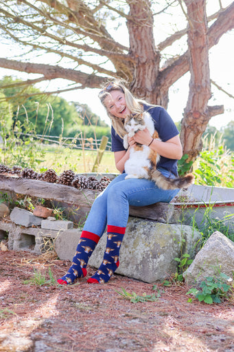 Navy Cow Socks | Crew