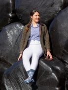 Unique unisex Texel sheep socks. These cosy socks are sporting a Texel sheep design on light blue background with a darker blue top, heel and toe. 