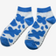 Trendy blue and white cow print ankle socks, perfect for country fashion enthusiasts and animal lovers alike. These stylish socks feature a playful cow pattern, ideal for farm lovers and countryside aficionados who appreciate outdoor aesthetics. Designed for comfort and casual wear, these ankle socks make a fashionable statement while celebrating rural life.