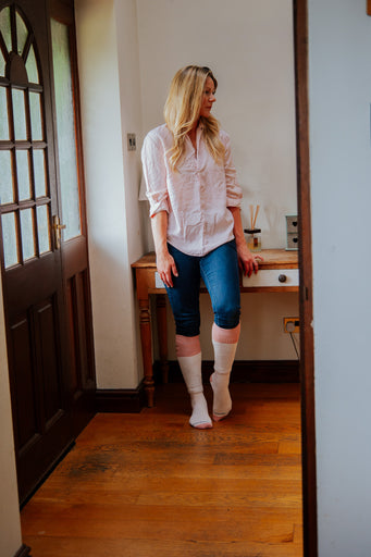 Pastel Pink Thick XX Long Welly Socks