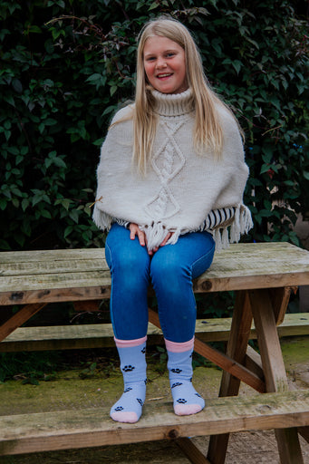 Children’s Purple Paw Dog Crew Socks