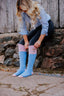 Blue Thick XX Long Welly Socks