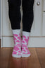 Pink Cow Print Fluffy Socks | Crew