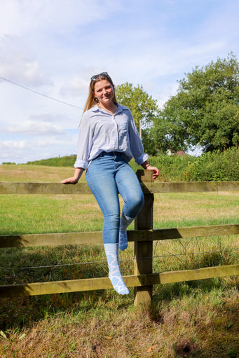 Blue Cow Print Socks | Crew