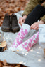 Fluffy Pink Cow Print Crew Socks