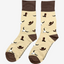 Western country style socks featuring playful cowboy hats and cow boots on a rich brown background, with a darker brown accent on the top, heel, and toe. These stylish and comfortable socks are perfect for cowboys and country lovers alike, adding a fun, rustic flair to your country wardrobe while embodying the spirit.