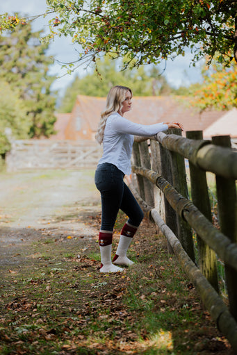 Wine Thick Crew Socks