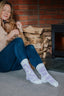 Purple Cow Print Fluffy Socks | Crew
