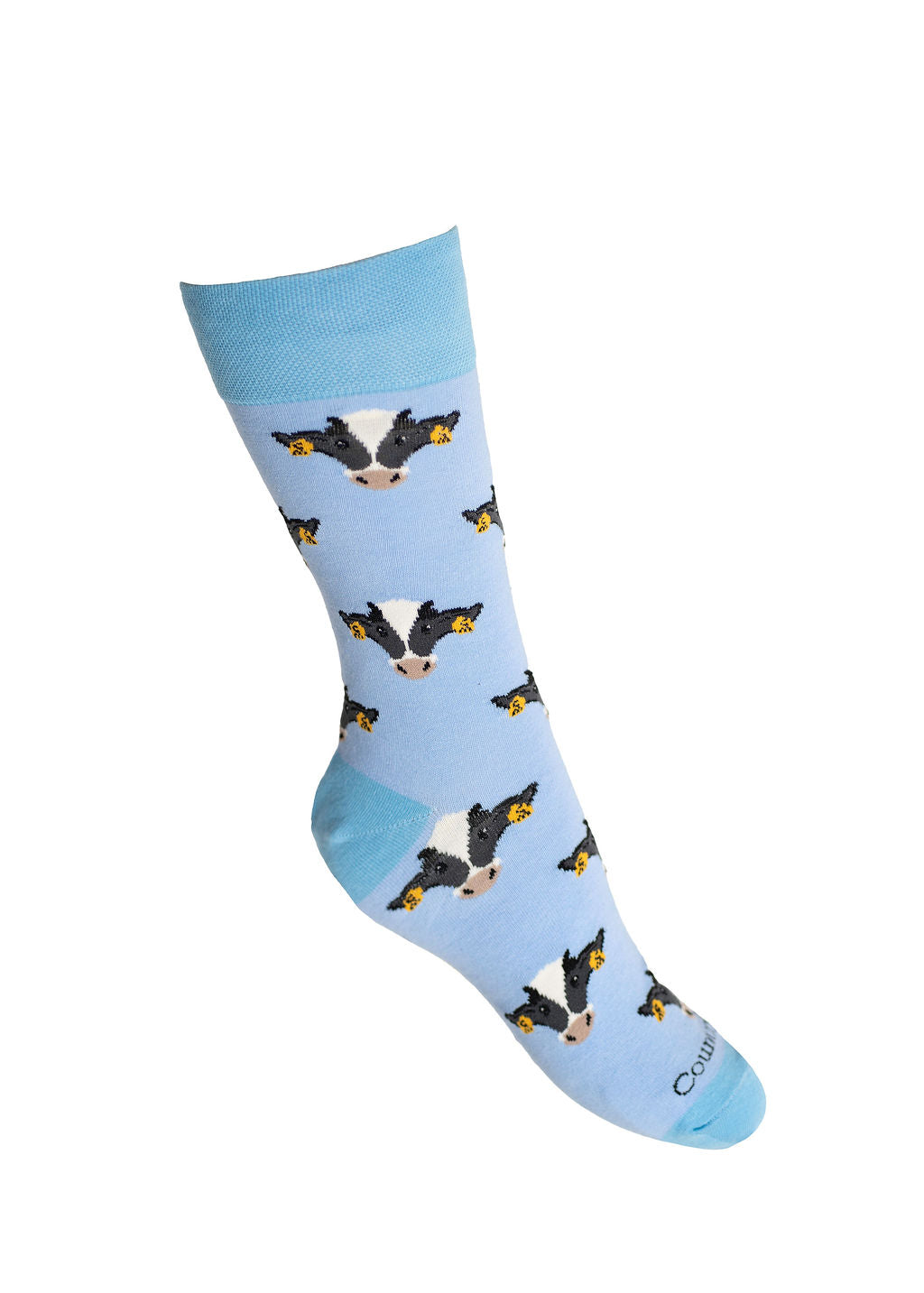 Blue themed Friesian cow crew socks 