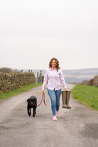 Country women modelling friesian pink cow ankle socks 