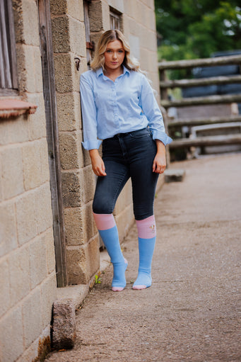 Blue Thick XX Long Welly Socks