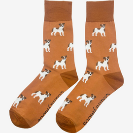 Discover our vibrant orange crew socks featuring playful Jack Russell terriers—perfect for countryside fashion and outdoor adventures! These stylish socks add a pop of color while offering comfort and durability for your hikes or casual outings. Show off your love for Jack Russells as you embrace nature with every step. Elevate your outdoor wardrobe with these must-have socks today!