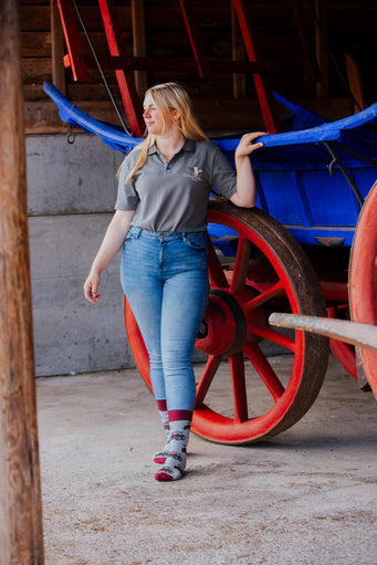 Dark Red Tractor Crew Socks