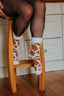 Fluffy Brown Cow Print Crew Socks