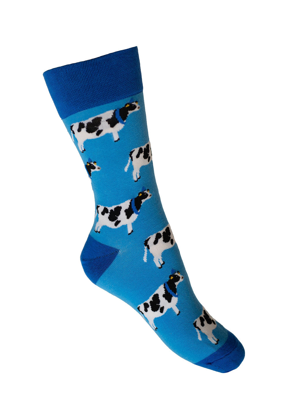 blue celebration cow socks 