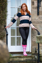 crew style pink piebald horse socks 