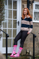 pink equine horse socks crew style