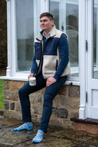 Blue cow themed crew socks 