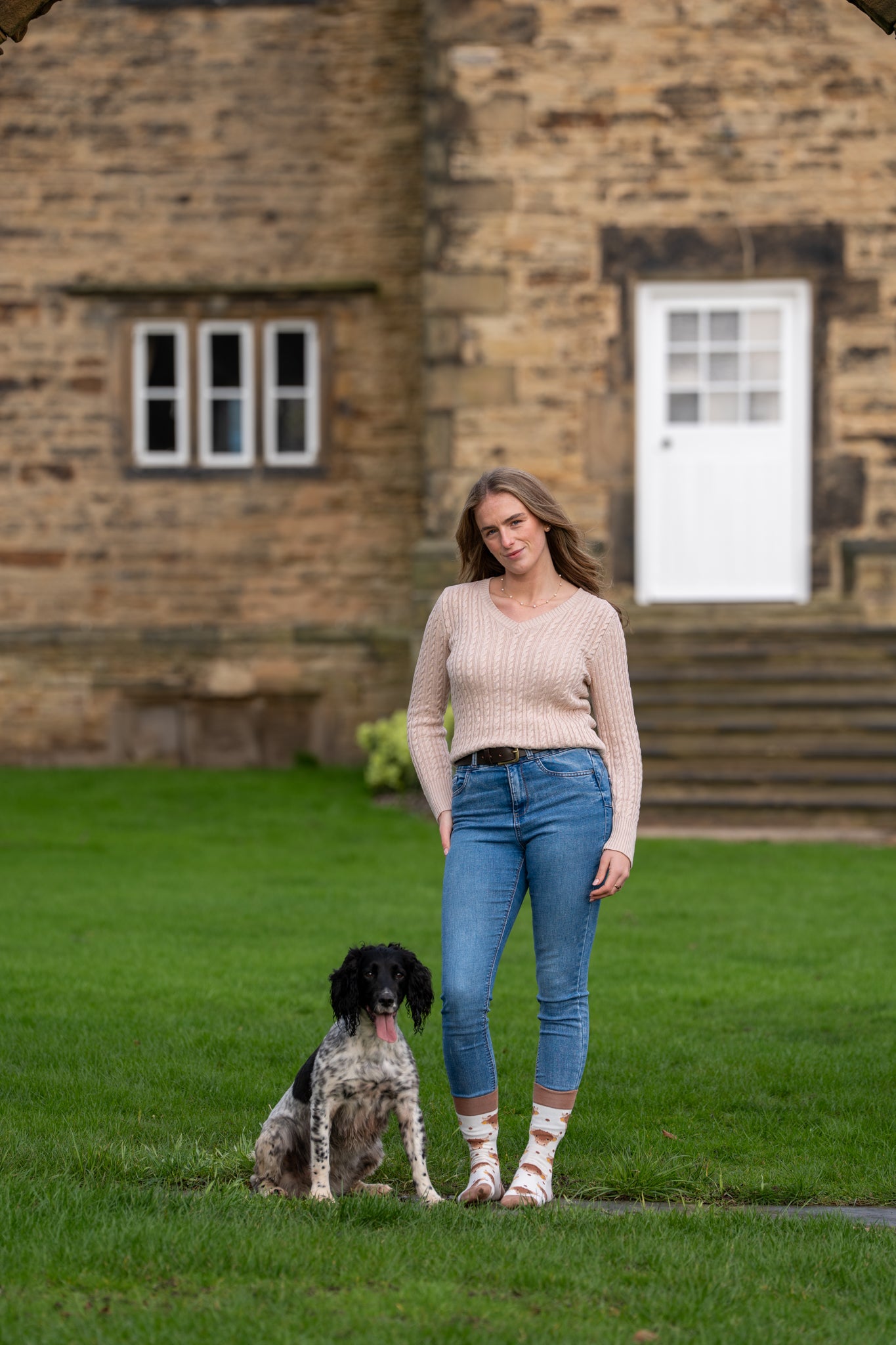 brown and cream highland cow crew socks 