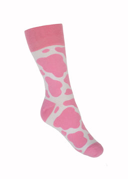 Pink Cow Print Socks | Crew