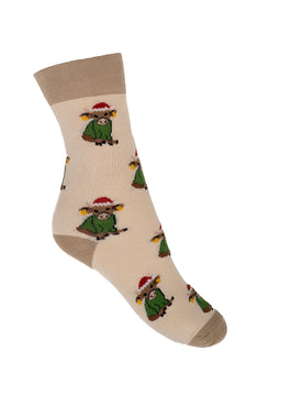 Christmas Highland Cow Crew Socks