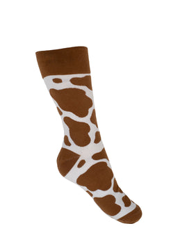Brown Cow Print Socks | Crew