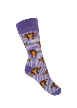 Purple Striped Cow Socks | Crew
