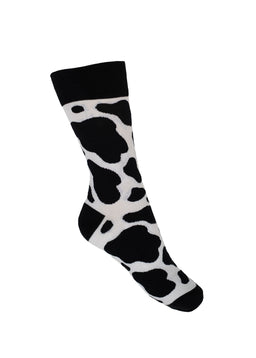 Kmoo Black Cow Print Sports Socks | Ribbed Crew