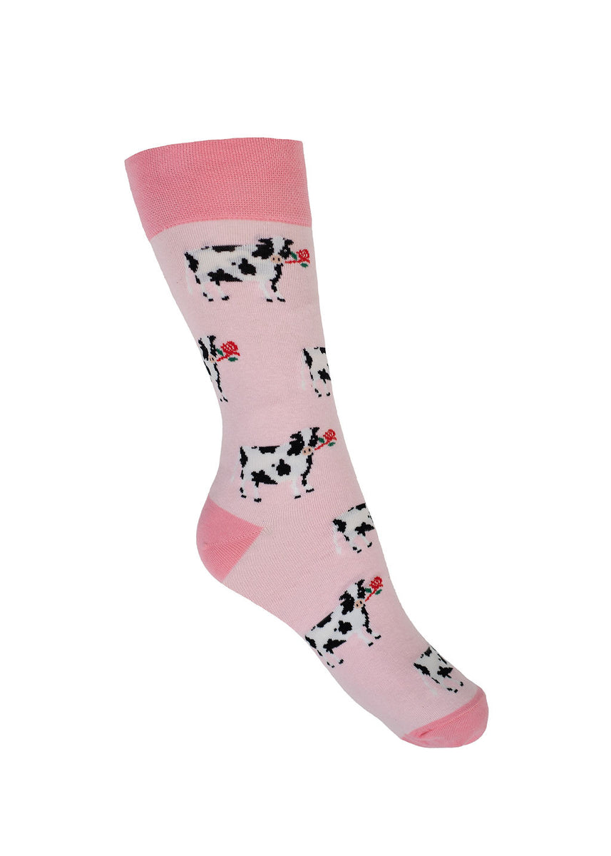 Cow Java Sock Pink Cow Socks | Crew Socks | Footwear | Cosy Socks | Socks | Cow Gift ...