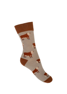 Brown Hereford Cow Socks | Crew