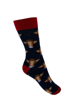 Navy Cow Socks | Crew