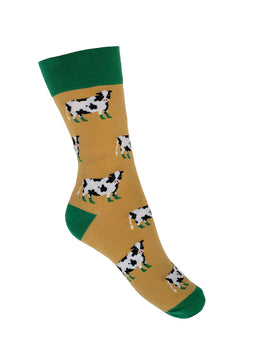 Green Welly Cow Socks | Crew