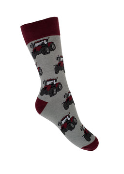 Dark Red Tractor Crew Socks