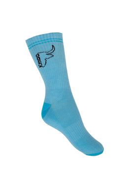 Kmoo Blue Sports Socks | Ribbed Crew