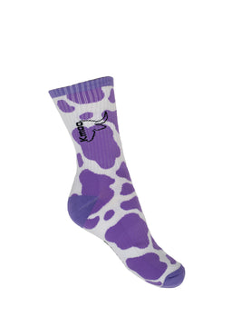 Kmoo Purple Cow Print Socks | Ribbed Crew