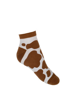Brown Cow Print Socks | Ankle
