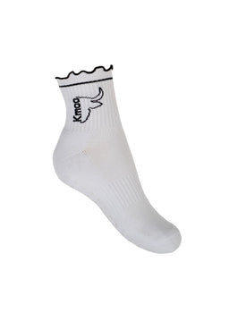Kmoo White Frill Yoga Socks | Non-Slip Quarter