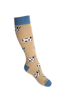 Brown themed dairy cow welly socks 