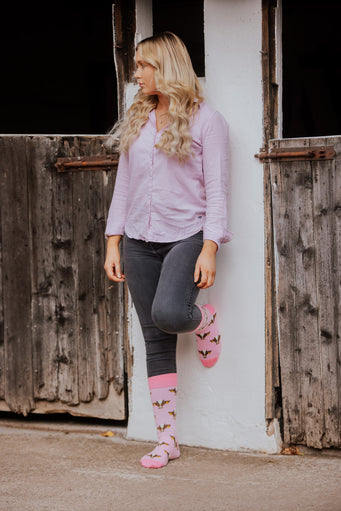 Pink Friesian Cow Crew Socks