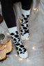 Fluffy Cow Print Crew Socks