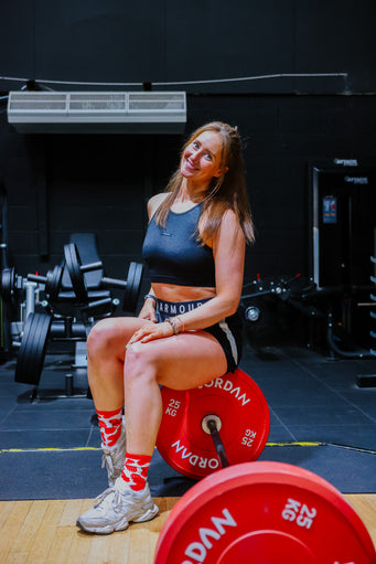 Kmoo Red Cow Print Sports Socks | Ribbed Crew