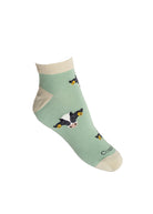Green themed cow ankle socks 