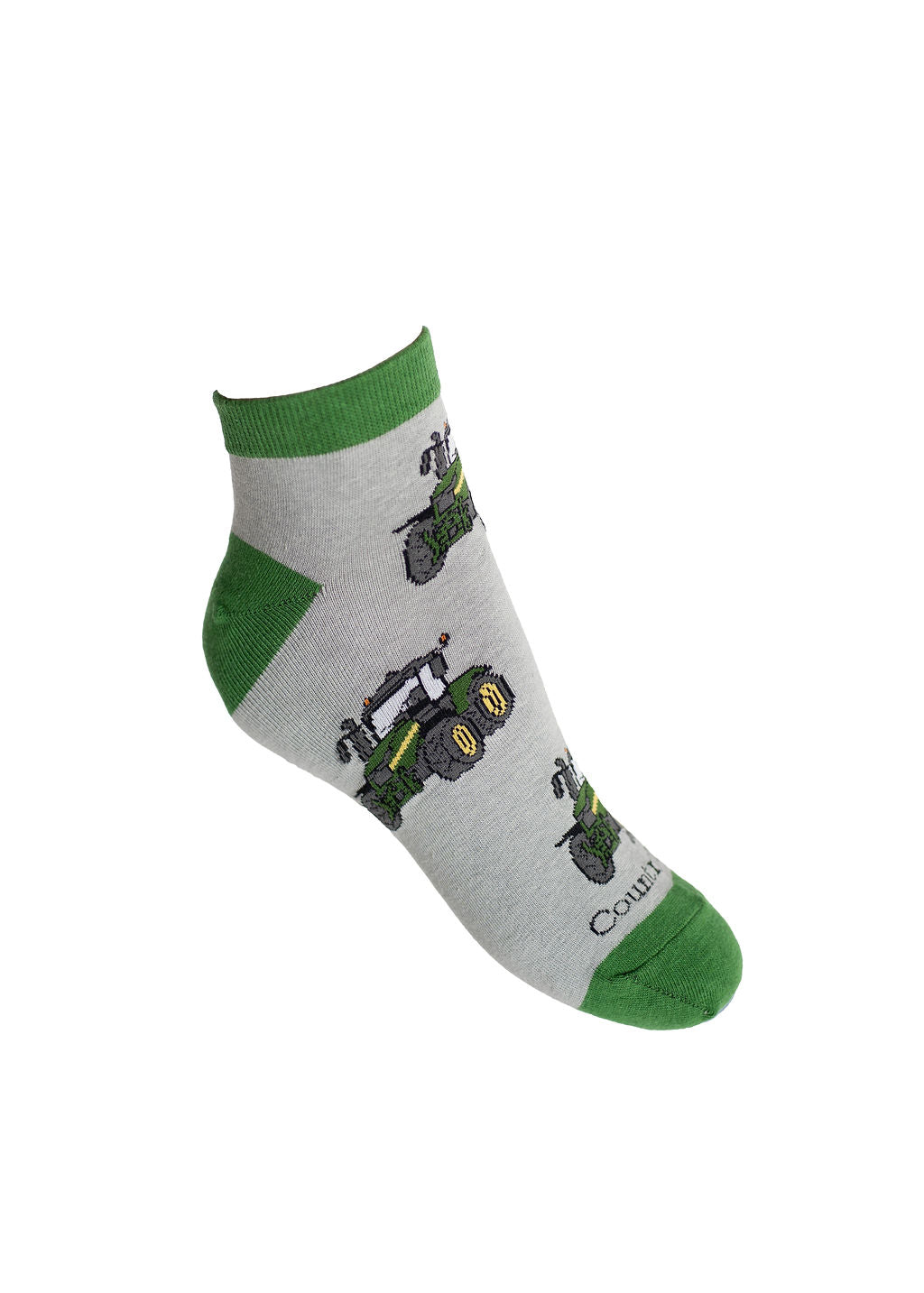 Green themed tractor ankle socks