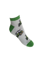 Green themed tractor ankle socks