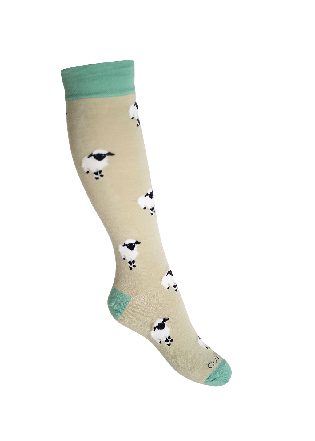 Green themed Valais blacknose sheep welly socks.